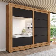 Imagem de Guarda-Roupa Casal Medelín 2 Portas 4 Gavetas com Espelho Nature/Preto - Henn