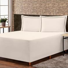 Imagem de Jogo De Lençol Cama Box Complet Palha Queen 3 Peças 140 Fios