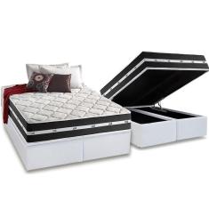 Imagem de Cama Box Baú Queen: Colchão Molas Masterpocket Ensacadas Anjos Classic + Base White(158X198)