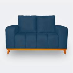 Imagem de Sofá 2 Lugares Memphis Ultra Conforto Em Madeira Maciça E Suede - Lh Decor Cor Azul