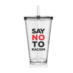 Imagem de 2 Copos com Tampa e Canudo Personalizados Say no Racism