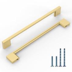 Imagem de KNOKLOCK Pacote com 10 puxadores de armário de cozinha de 192 mm (7,5 pol.) Puxadores de armário de cozinha em ouro escovado Puxadores de gaveta para armário de guarda-roupa