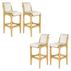 Imagem de Kit 4 Banquetas para Cozinha Americana 37 x 101 Cm Barcelona Madeira M