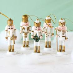 Imagem de Conjunto de enfeites de quebra-nozes de Natal, bonecos de soldado quebra-nozes de Natal de madeira, colecionáveis, quebra-nozes de 12 cm, mini quebra-nozes decorações para pendurar árvore de Natal - 5