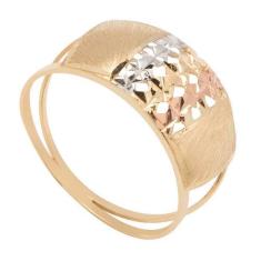 Imagem de Anel de Ouro 18k Tricolor Feminino Tre Fiori - Meu Anel