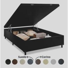 Imagem de Box Baú Casal Suede Preto 138X188