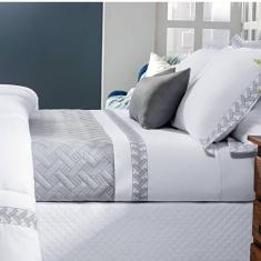 Imagem de Jogo de Cama Queen Luke 4 Peças Percal 200 Fios Bernadete Casa Prata