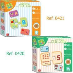 Imagem de 2 Quebra-Cabeças Pedagógicos Alfabeto E Matemática 0420 0421 - Nig