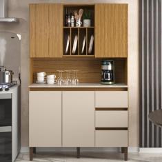 Imagem de Armário De Cozinha 4 Portas 3 Gavetas Ac4430 Naturalle Cristalo Petra Decibal Naturalle petra