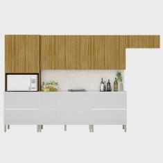 Imagem de Armário de Cozinha CP04 e Tampo 120cm Minsk K02 Branco/Freijó - Mpozenato