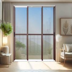 Imagem de Porta de Correr 3 Folhas Moveis Sequenciais 210 X 200 Elite com Fecho Automático Vidro Reflex Mix Corten
