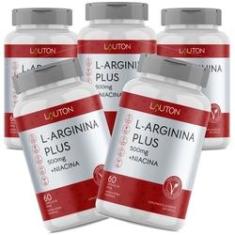 Imagem de L-Arginina Plus 500mg com Niacina Premium Vegano Lauton - Kit 5 potes