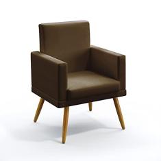 Imagem de Poltrona Decorativa Nina Com Rodapé Sued Marrom Aradecor