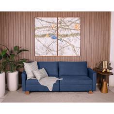 Imagem de Sofá 3 Lugares 2,00M Fixo Veludo Plaza Azul - Straub Web