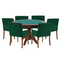 Imagem de Mesa de Jogos Redonda com 6 Cadeiras Vicenza Verde Gran Belo