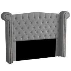 Imagem de Cabeceira Casal Queen Size Estofada Para Cama Box Ayla Veludo Cinza