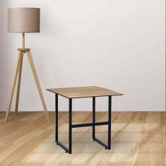 Imagem de Mesa de Centro Industrial Will Sala Escritório Ferro Preto Tampo MDF Quadrado Freijó - Ahazzo Móveis