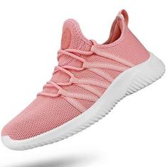 Imagem de Feethit Tênis de corrida feminino, antiderrapante, antiderrapante, leve, academia, treino, respirável, moderno, rosa, 38