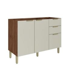 Imagem de Balcão para Cozinha 2 Portas e 3 Gavetas 120 Cm Montenegro Wengue/cristalo