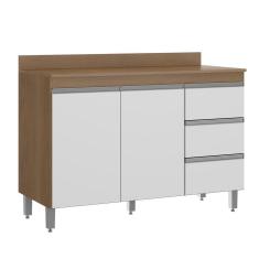 Imagem de Balcão de Cozinha com Tampo Sabrina 120 Cm MDP Branco 0449 MENU