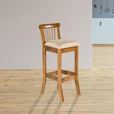 Imagem de Banqueta Alta para Bancada 36 x 100 Cm Valencia Madeira Maciça Imbuia Linho Bege M58 - RMI