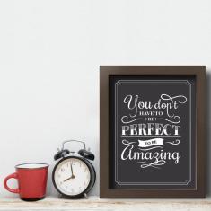 Imagem de Quadro Vintage Frase Be Amazing 22x32cm Moldura Marrom