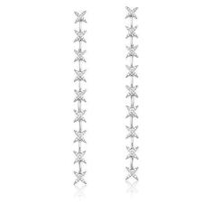 Imagem de Brinco Vivid Pendente Estrelas Zirconia Branca Folheado Rodio