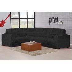 Imagem de Capa De Sofá De Canto Em Malha Com 21 Elásticos Preta