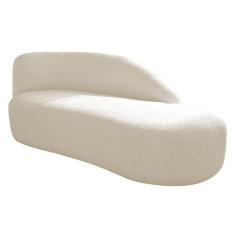 Imagem de Divã Recamier Curvo Luna 185cm Lado Direito Linho - Adj Decor Cor Bege