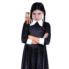 Imagem de Fantasia Infantil Wandinha Vestido Halloween Carnaval Tam P - Novabrin