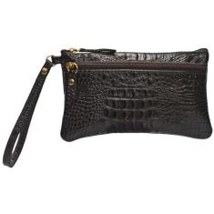 Imagem de Bolsa de Mão Clutch Carteira de Mao e Porta Celular Feminina em Couro Legítimo (Café)