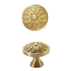 Imagem de HIZEFSOO Puxadores de gaveta de latão 2 peças - Puxadores de gaveta de latão escovado - Cobre - Puxadores de armário de ouro escovado - Puxadores de gaveta dourados - Puxadores de armário de gaveta de