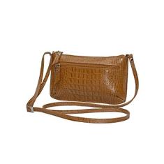 Imagem de Bolsa Feminina Transversal Pequena Couro Legítimo Ziper Madamix (Caramelo)