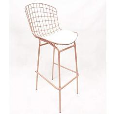 Imagem de Banqueta BERTÓIA cor Rosê assento  tubular altura 70cm - Poltronas do Sul