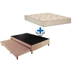Imagem de Cama Box c/Auxiliar Casal: Colchão Espuma Polar D33 Pérola Clean + Base crc Rústico Clean(138x188)