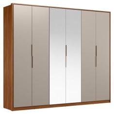 Imagem de Guarda Roupa Casal Atrice 6 Portas Nogueira Nude Prime Tx Com Espelho