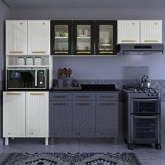 Imagem de Cozinha de Aço Compacta 3 Peças 9 Portas Diamante Telasul Branco/preto
