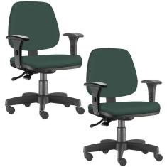 Imagem de Kit 02 Cadeiras Job L02 Escritório Crepe Verde Musgo