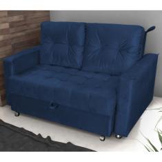 Imagem de Sofá Cama Para Sala De Estar Cross Veludo Azul