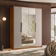 Imagem de guarda-roupa casal com espelho re 4 pt 3 gv nogueira e nude