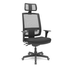 Imagem de Cadeira Brizza Presidente Preto Backplax Couro - Plaxmetal