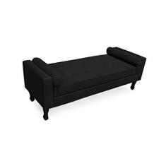 Imagem de Recamier Calçadeira Fênix Baú Estofado Quarto Solteiro 90cm Suede Preto - LM DECOR