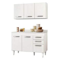 Imagem de Armário Aéreo Honduras e Balcão Gabinete de Pia Suécia 120cm Branco - Lumil Móveis