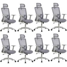 Imagem de Kit com 8 Cadeira para Escritório Office Dallas Cinza