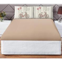Imagem de Jogo Cama Lençol Shine Queen 3Pçs Vintage Bike Bege - Casa Scarpa