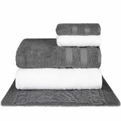 Imagem de Jogo de Toalhas Fio Penteado Extra Macia 5 Peças - Comfort (Petróleo + Branco)