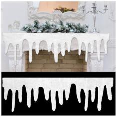 Imagem de Pacote com 2 cobertores de neve de Natal com gelo, cobertor de neve artificial falso, rolo de cobertor de neve falso para cobertura de manto de lareira, vila de Natal, janela, porta, mesa, decoração