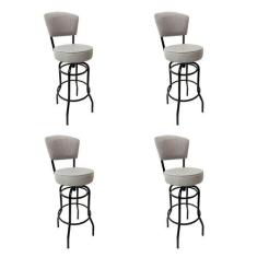 Imagem de Kit 4 Banquetas Bar Bancada Média Altura 65cm Preta Giratória Encosto 