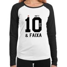 Imagem de Baby Look Raglan Aqui É 10 E Faixa Manga Longa - Foca Na Moda