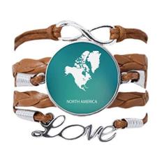 Imagem de DIYthinker Pulseira com mapa continente América do Norte com corrente de amor e enfeite de corda para presente